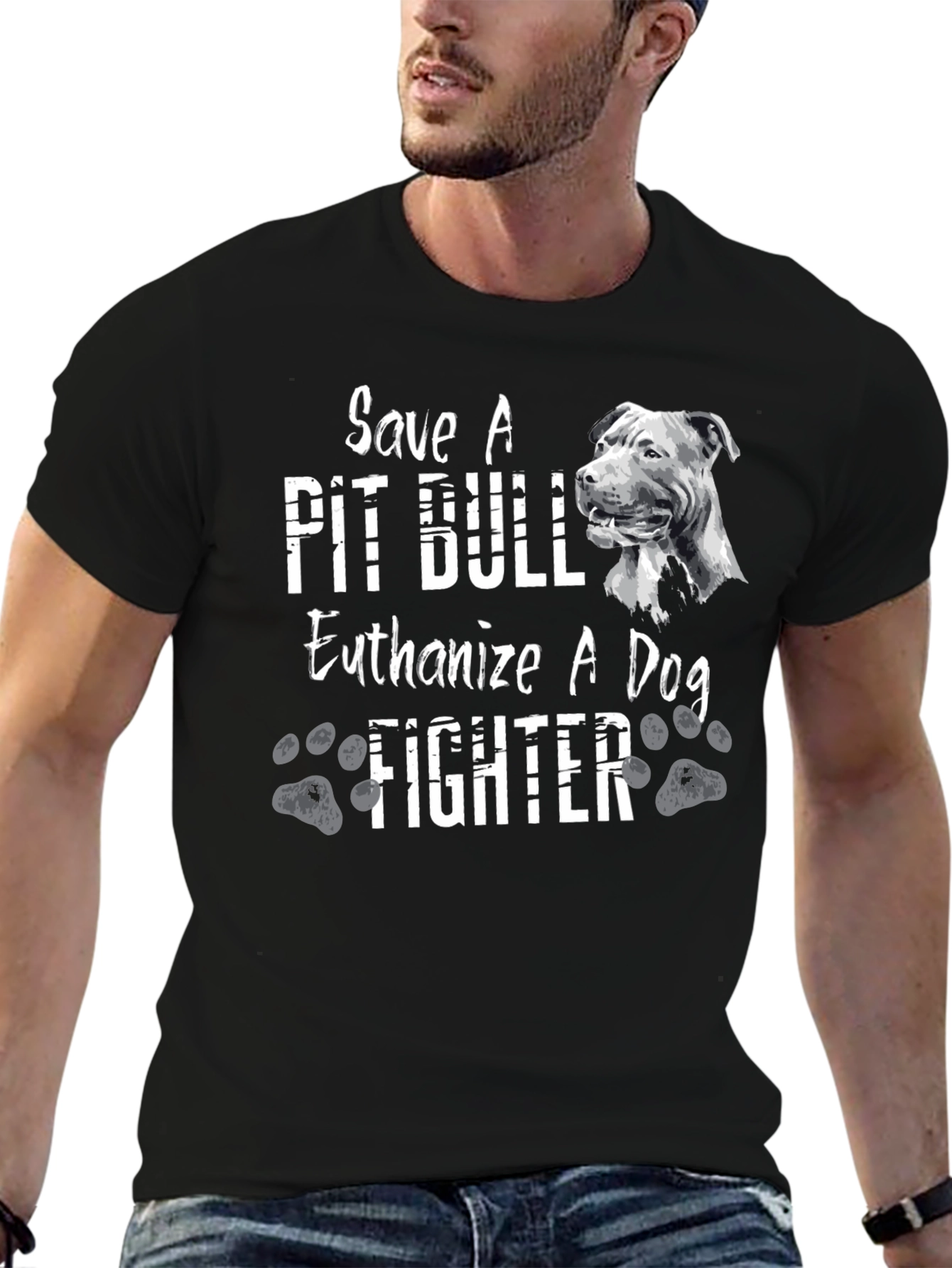 Camiseta Negra Salva un Pit Bull