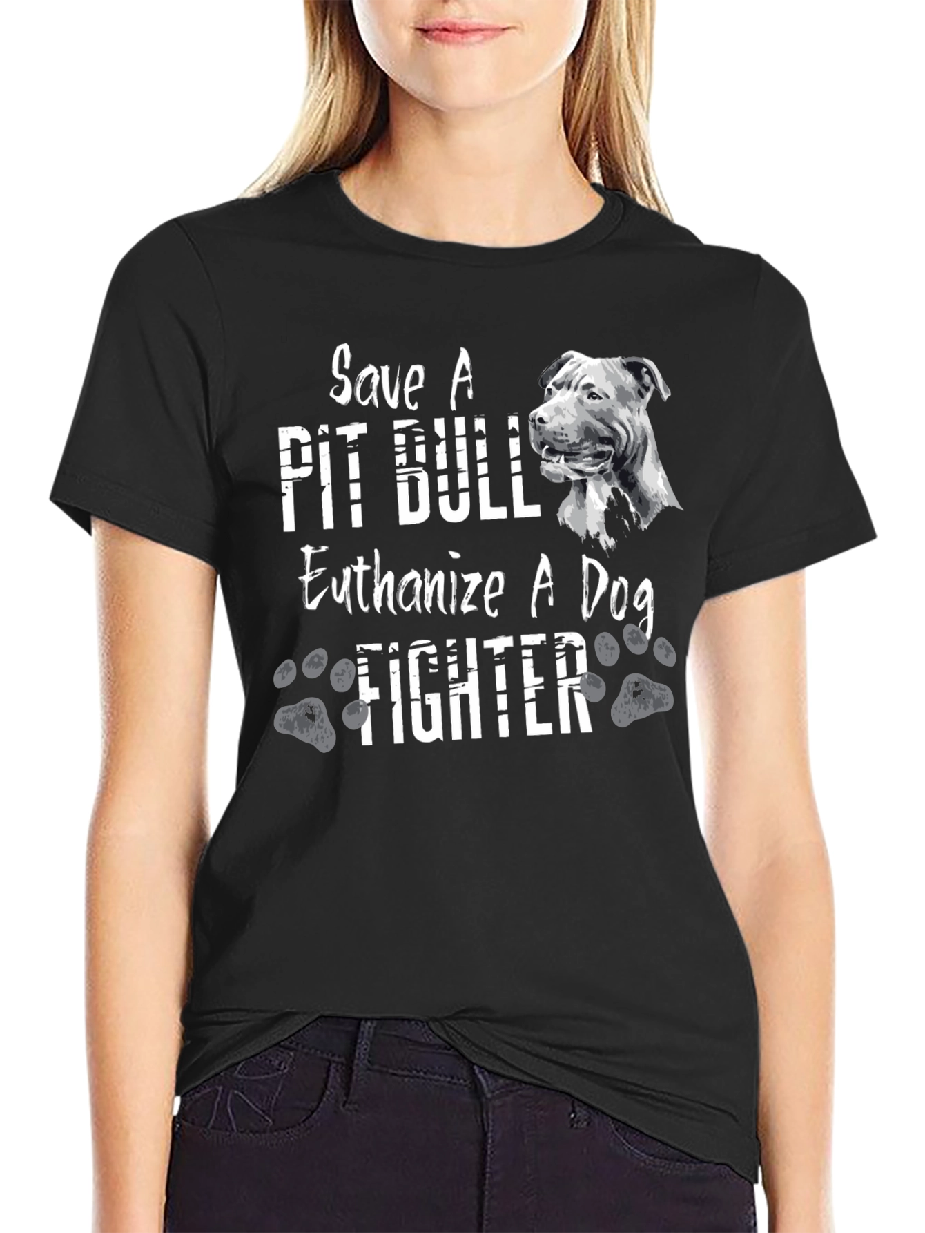 Camiseta Negra Salva un Pit Bull