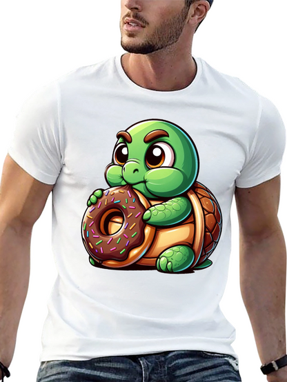 Camiseta Negra con Tortuga Adorable y Dona