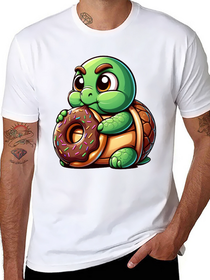 Camiseta Negra con Tortuga Adorable y Dona