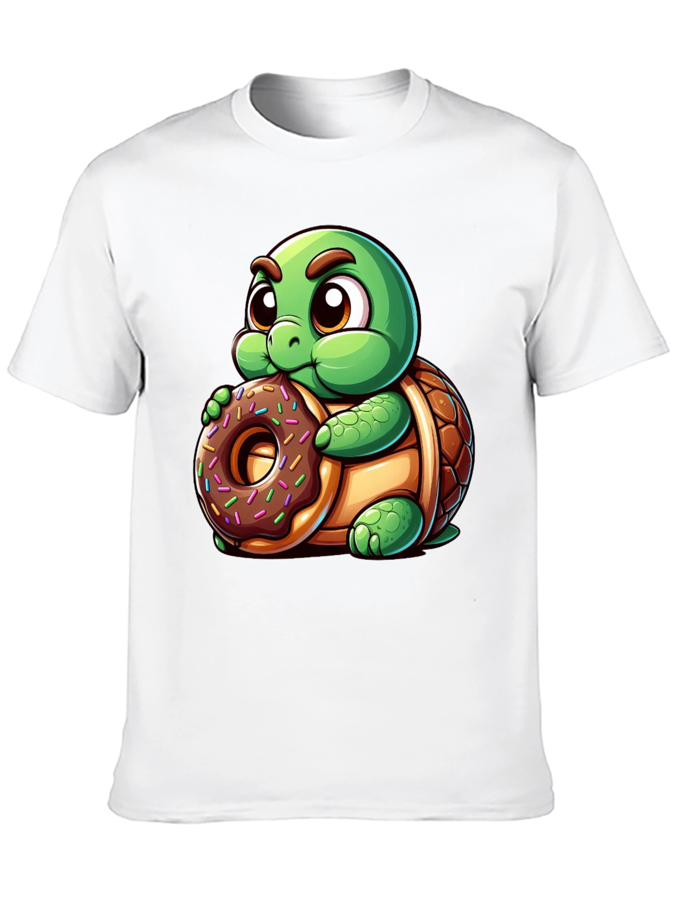 Camiseta Negra con Tortuga Adorable y Dona