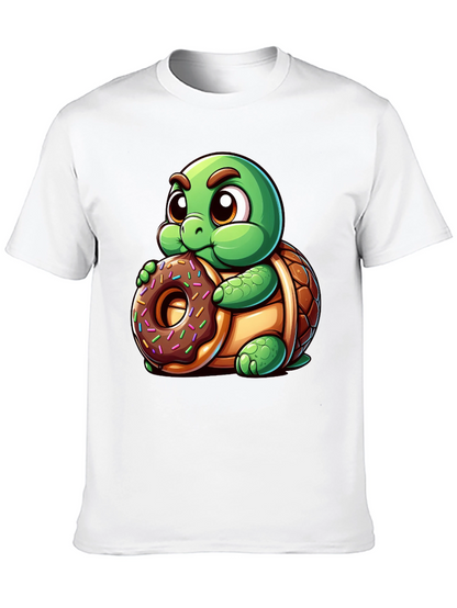 Camiseta Negra con Tortuga Adorable y Dona
