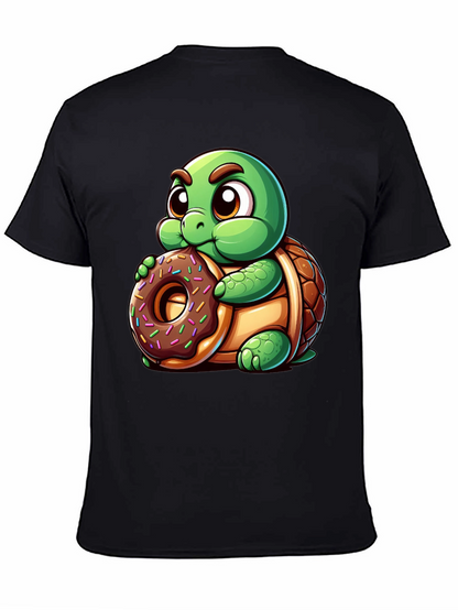 Camiseta Negra con Tortuga Adorable y Dona