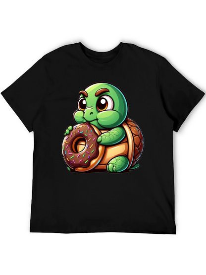 Camiseta Negra con Tortuga Adorable y Dona