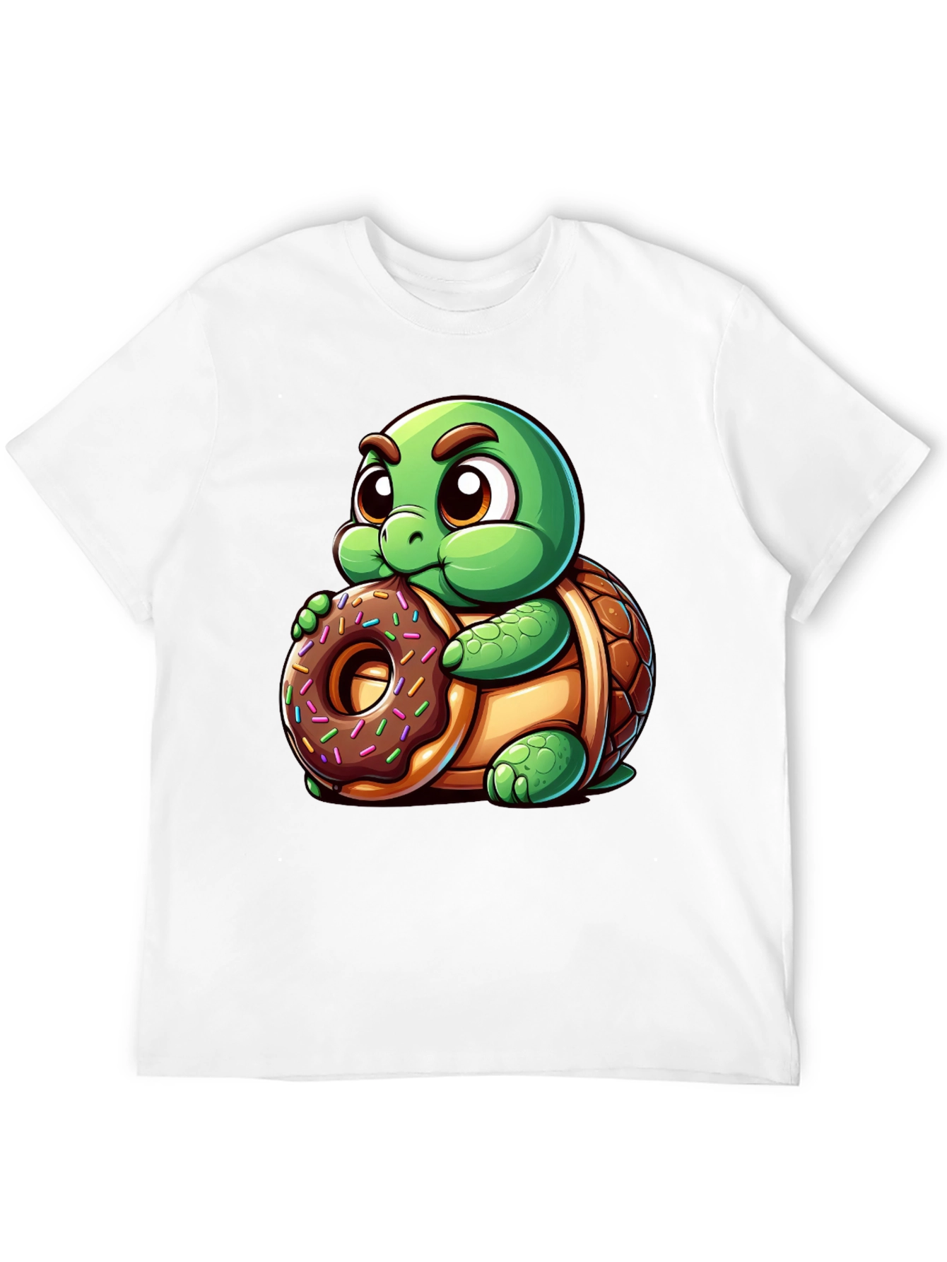 Camiseta Negra con Tortuga Adorable y Dona