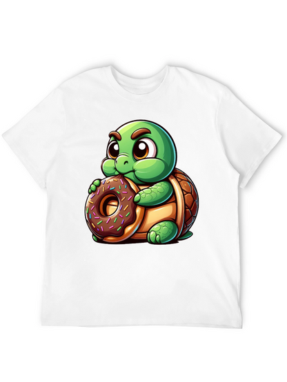 Camiseta Negra con Tortuga Adorable y Dona