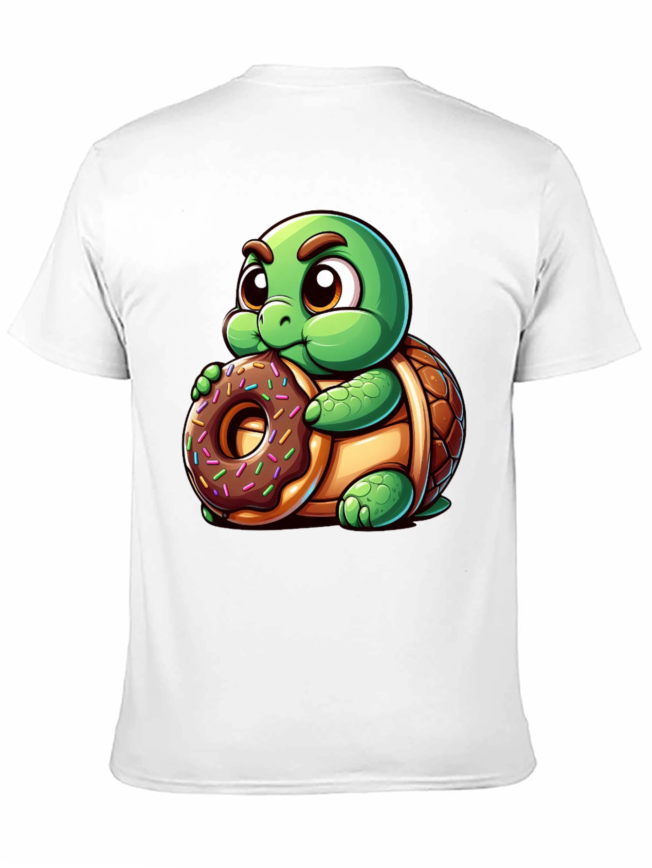 Camiseta Negra con Tortuga Adorable y Dona