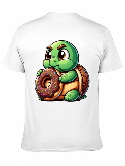 Camiseta Negra con Tortuga Adorable y Dona