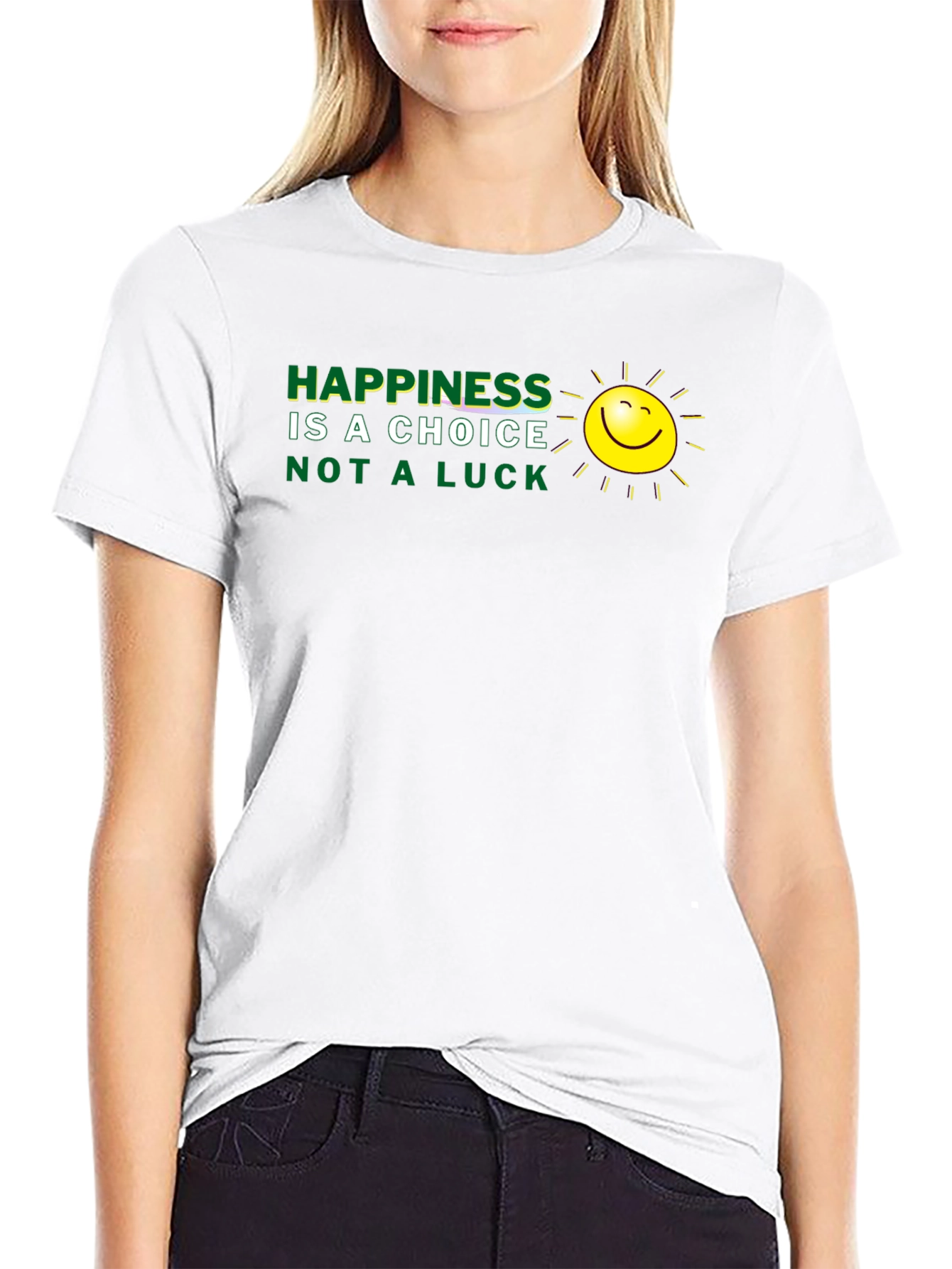 Camiseta Negra: La felicidad es una elección no suerte