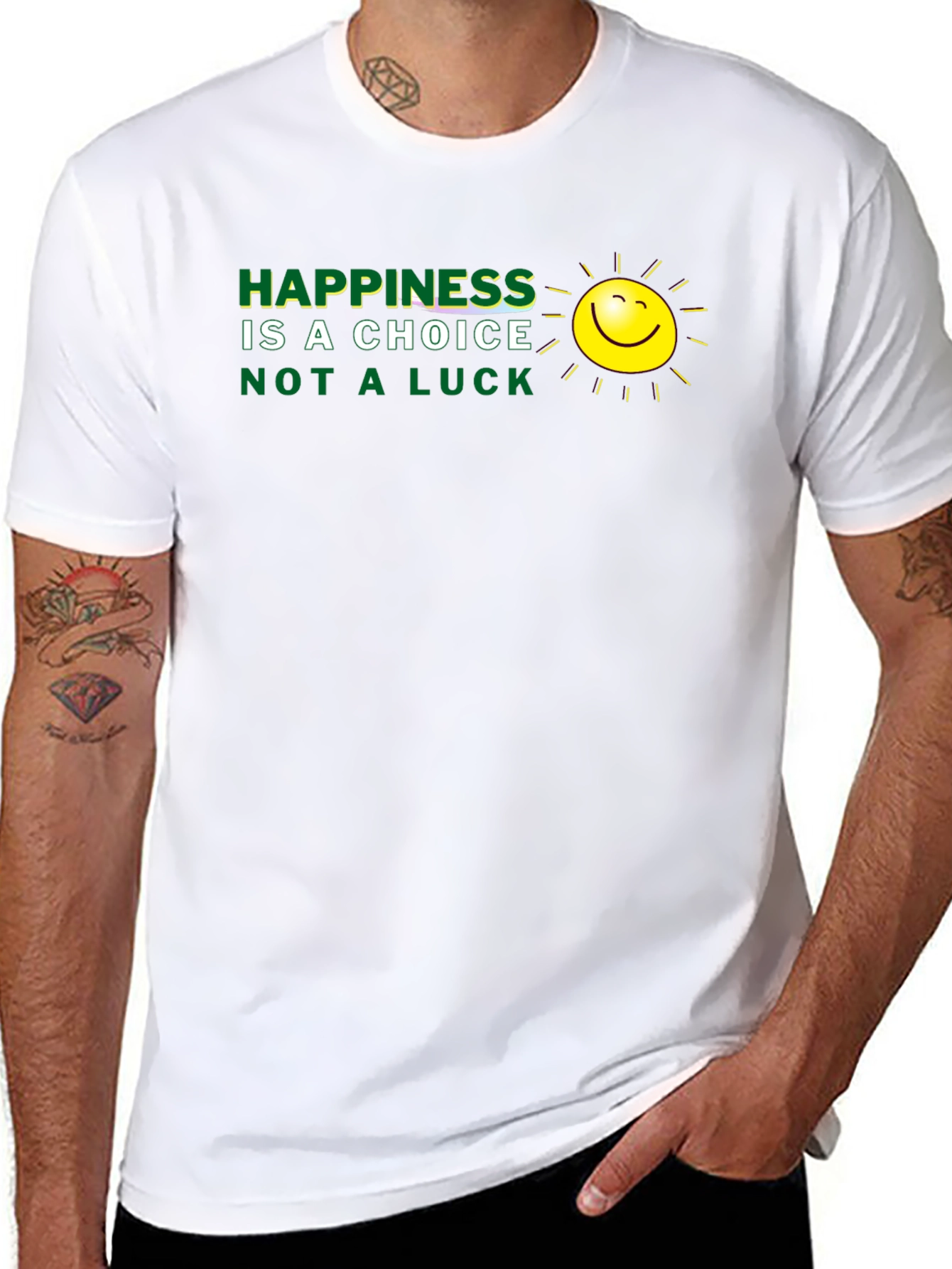 Camiseta Negra: La felicidad es una elección no suerte