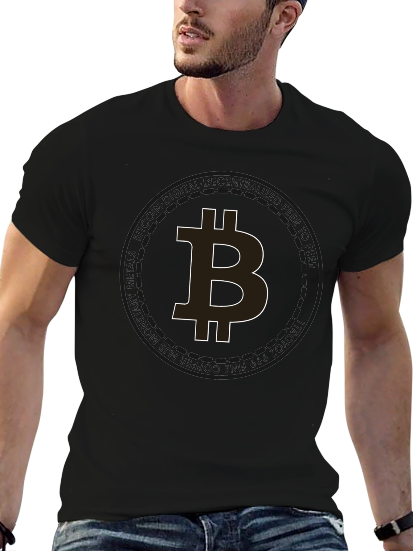 Camiseta Negra Bitcoin para Hombre