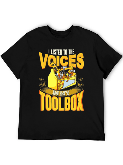 Camiseta Negra Voces en mi Caja de Herramientas