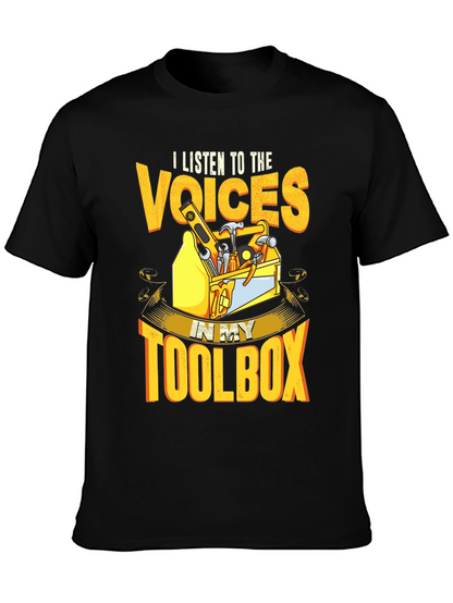 Camiseta Negra Voces en mi Caja de Herramientas