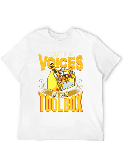Camiseta Negra Voces en mi Caja de Herramientas