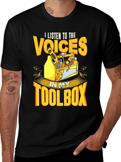 Camiseta Negra Voces en mi Caja de Herramientas
