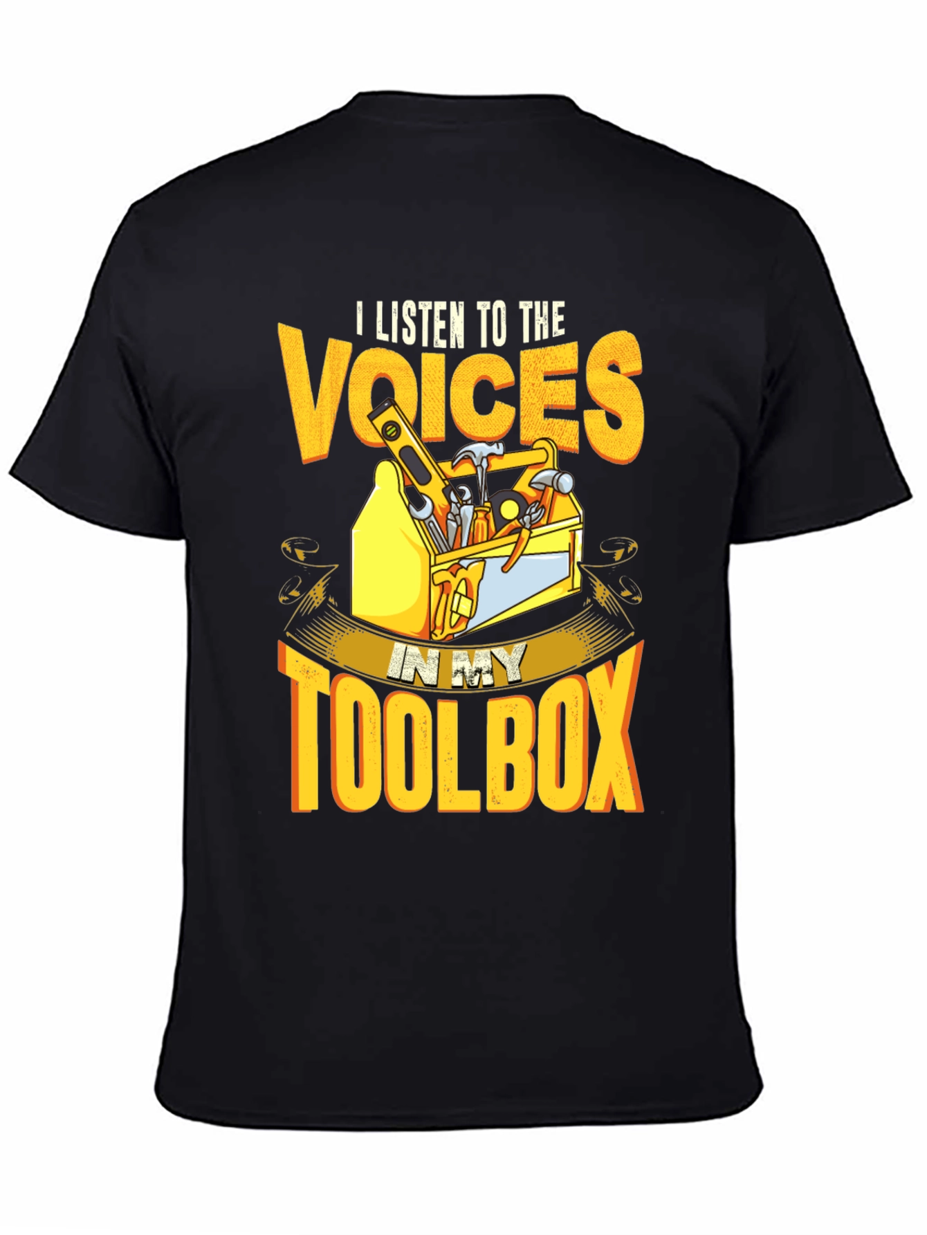 Camiseta Negra Voces en mi Caja de Herramientas