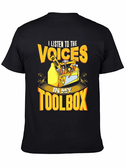 Camiseta Negra Voces en mi Caja de Herramientas
