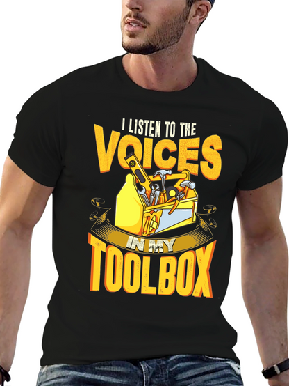 Camiseta Negra Voces en mi Caja de Herramientas