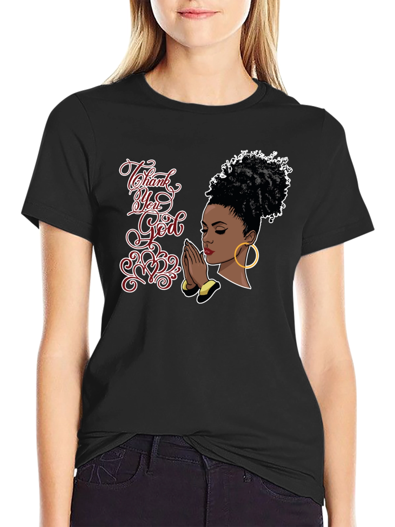 Camiseta Negra Gracias Dios para Hombre