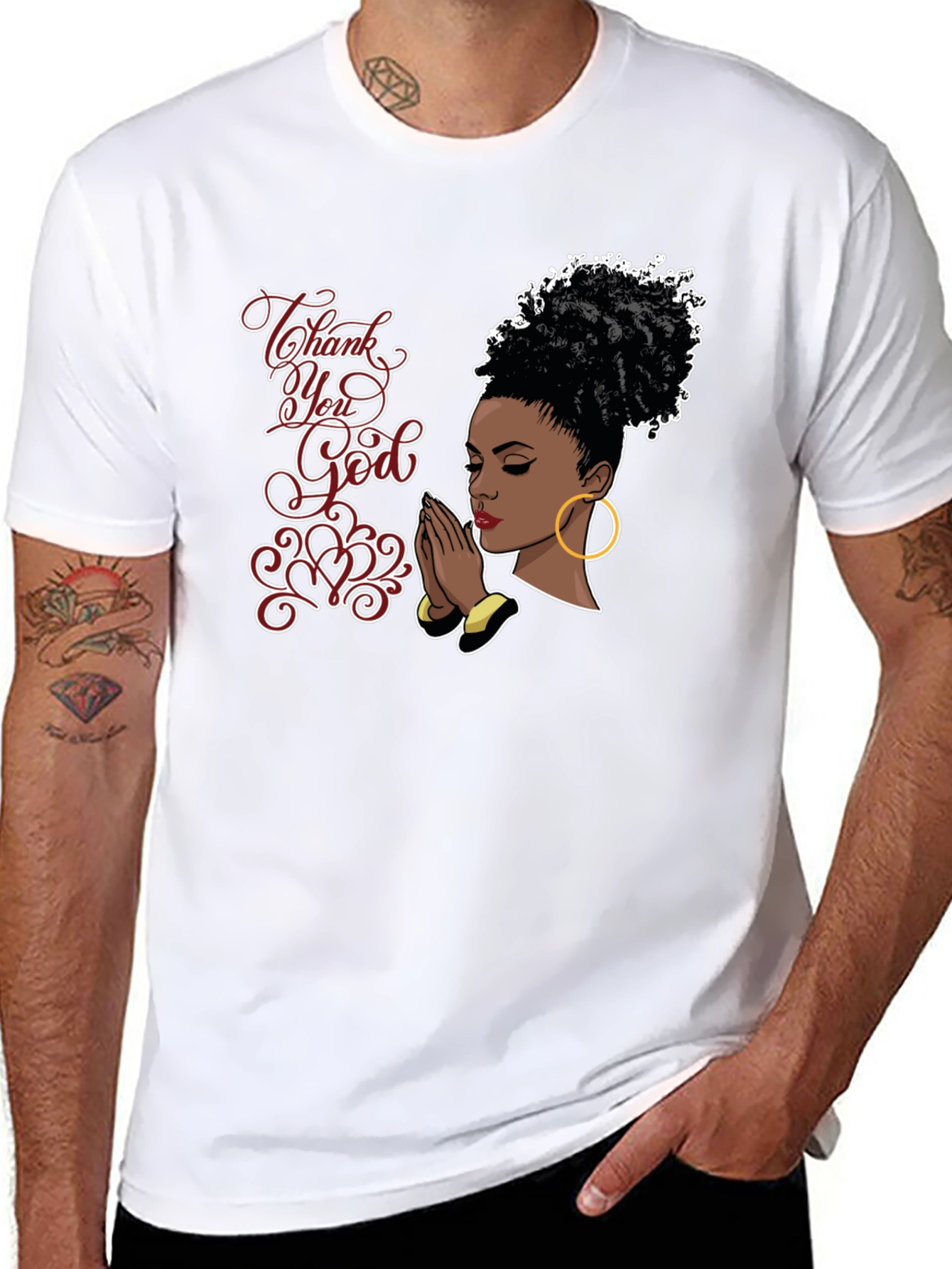 Camiseta Negra Gracias Dios para Hombre