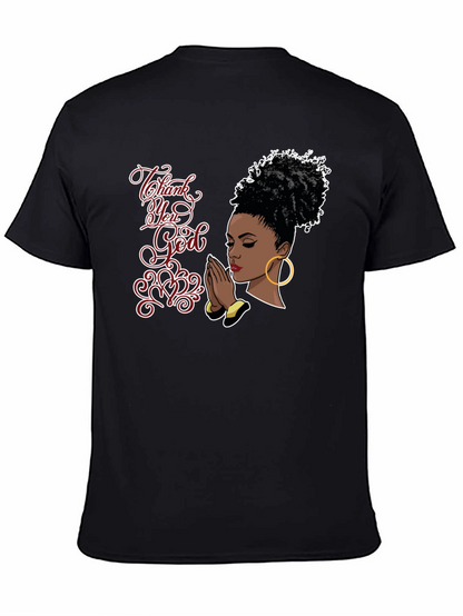 Camiseta Negra Gracias Dios para Hombre