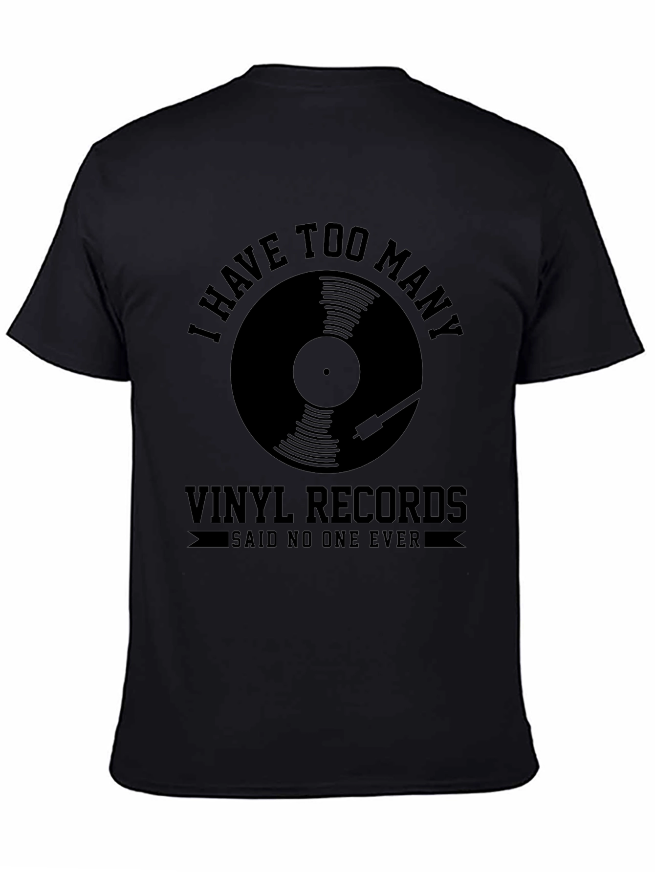 Camiseta Negra Demasiados Vinilos para Amantes de la Música