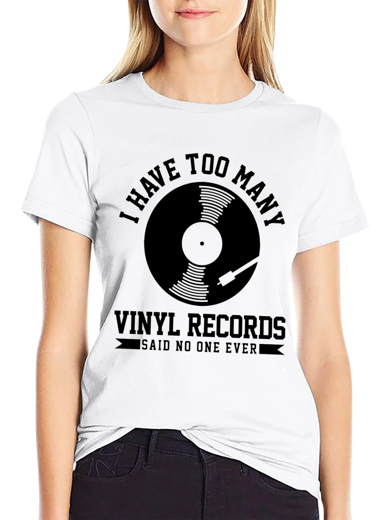 Camiseta Negra Demasiados Vinilos para Amantes de la Música