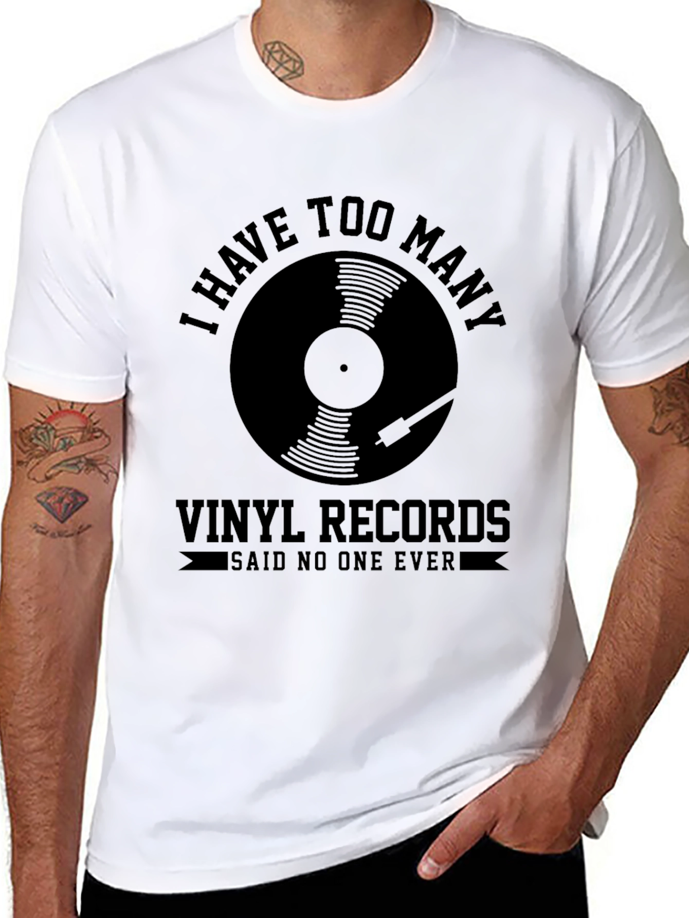 Camiseta Negra Demasiados Vinilos para Amantes de la Música