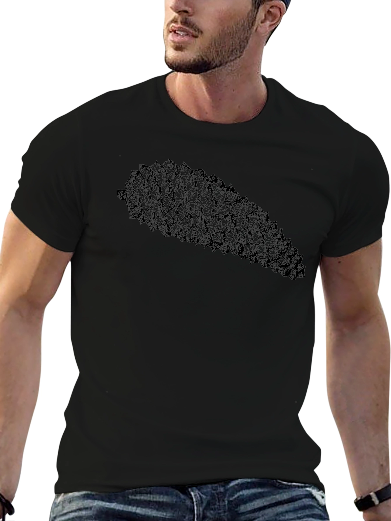 Camiseta Negra con Diseño de Piña