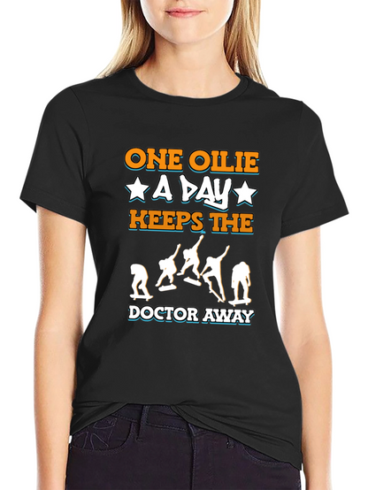 Camiseta Negra One Ollie A Day para Skaters