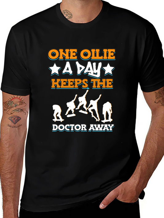 Camiseta Negra One Ollie A Day para Skaters