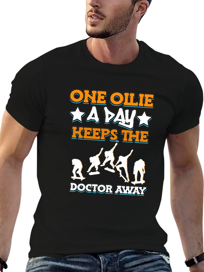 Camiseta Negra One Ollie A Day para Skaters