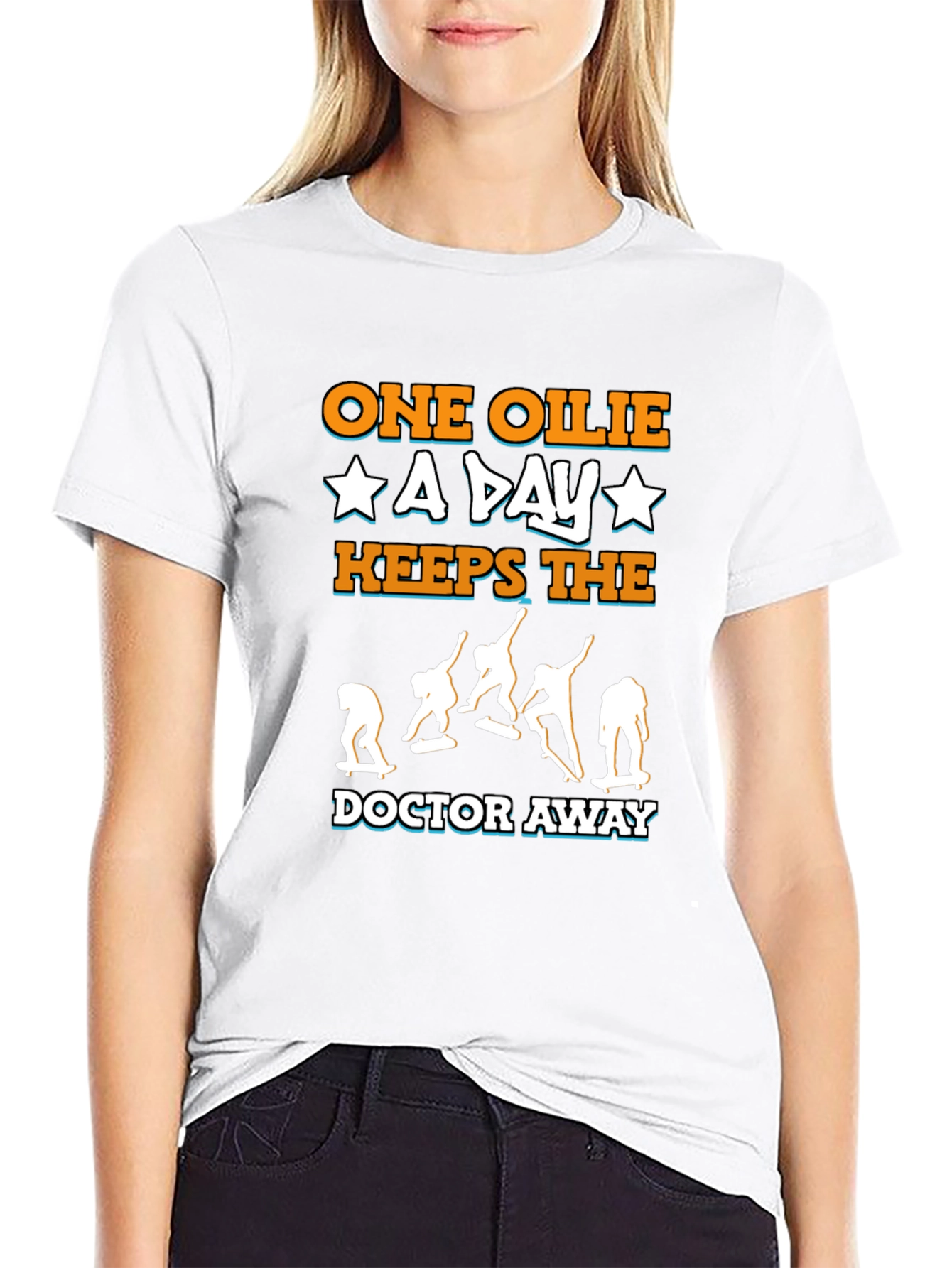 Camiseta Negra One Ollie A Day para Skaters