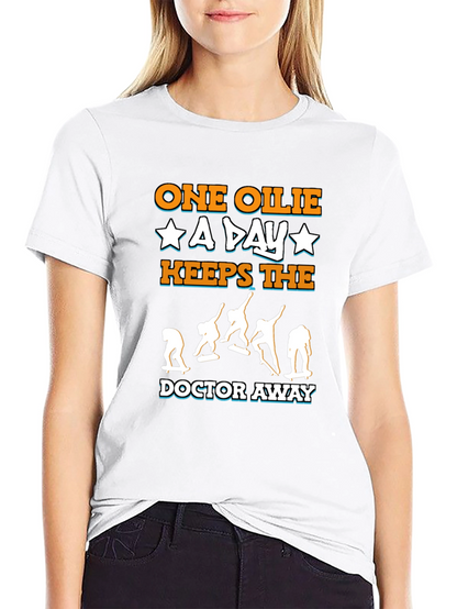 Camiseta Negra One Ollie A Day para Skaters