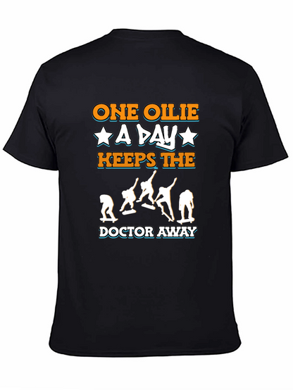 Camiseta Negra One Ollie A Day para Skaters