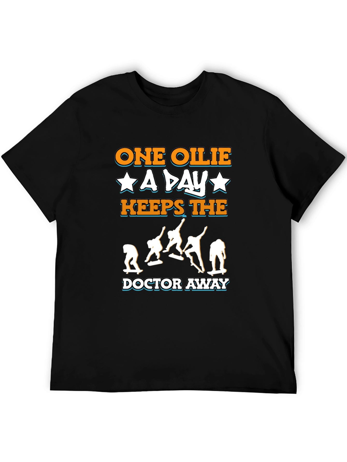 Camiseta Negra One Ollie A Day para Skaters