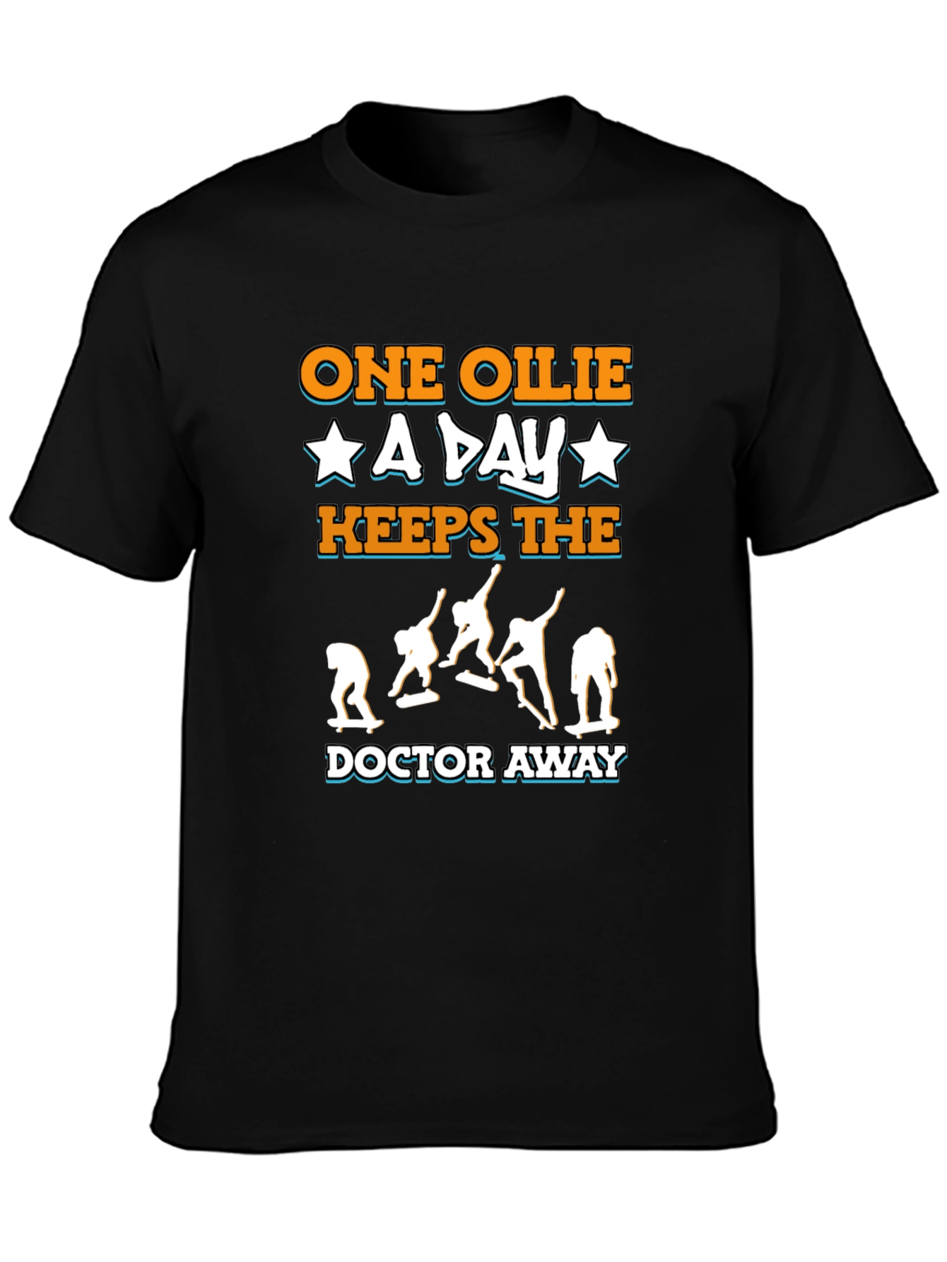 Camiseta Negra One Ollie A Day para Skaters