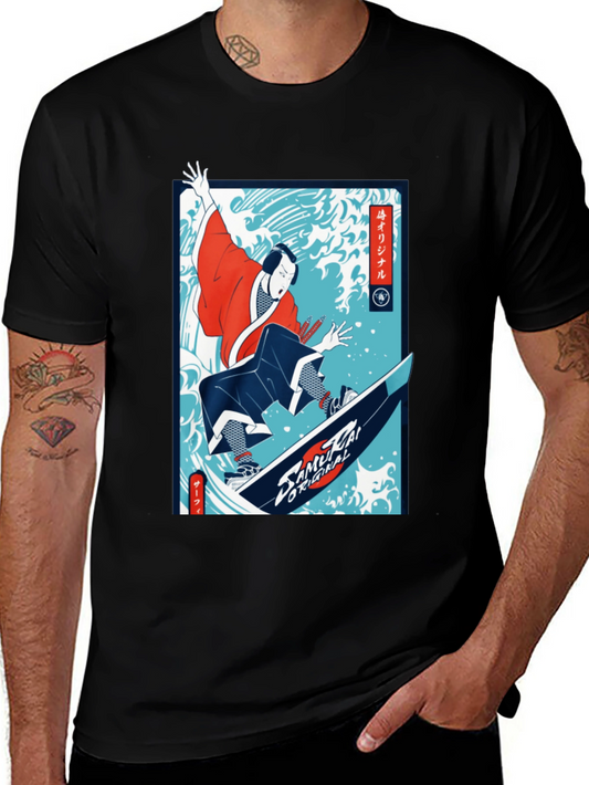 Camiseta Negra Diseño Samurai Surf Original