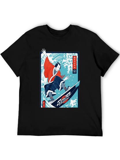 Camiseta Negra Diseño Samurai Surf Original