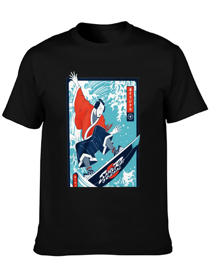 Camiseta Negra Diseño Samurai Surf Original