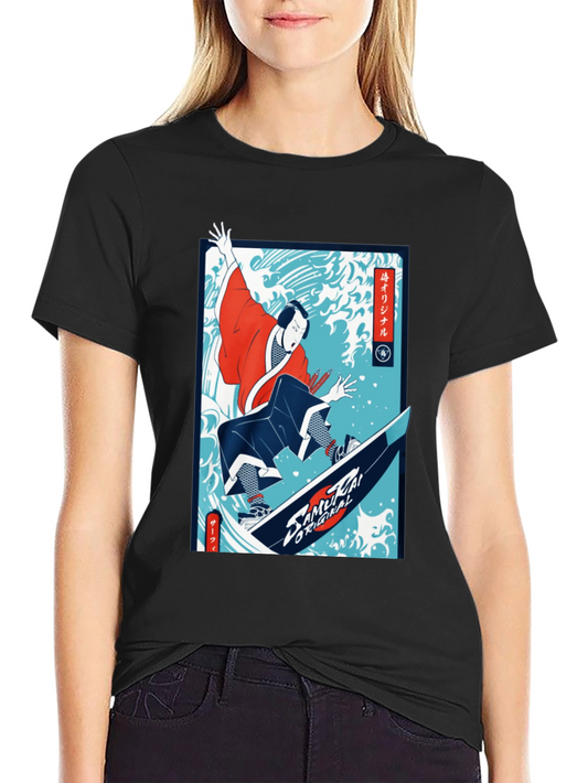 Camiseta Negra Diseño Samurai Surf Original