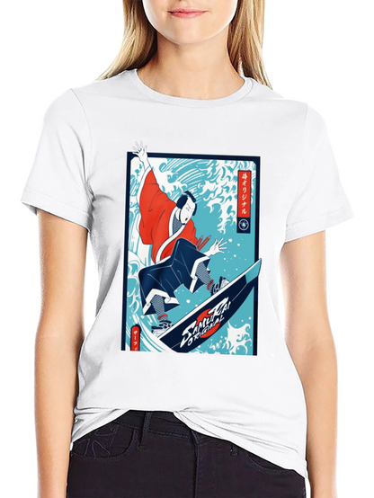 Camiseta Negra Diseño Samurai Surf Original