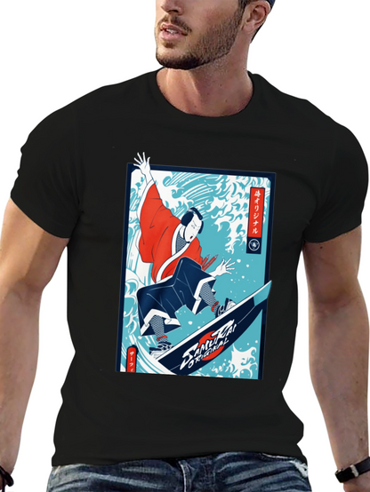 Camiseta Negra Diseño Samurai Surf Original