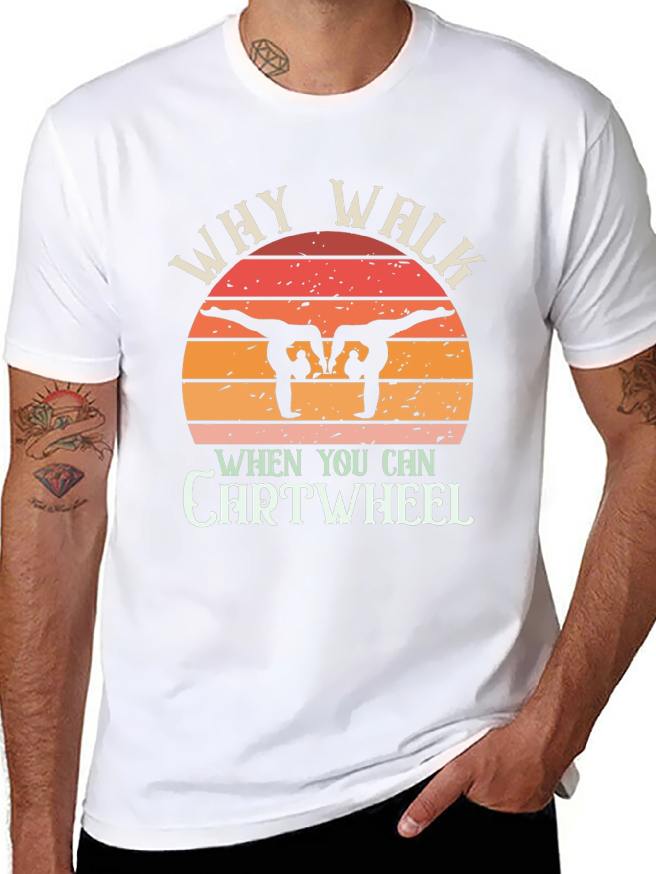 Camiseta Negra Why Walk When You Can Cartwheel