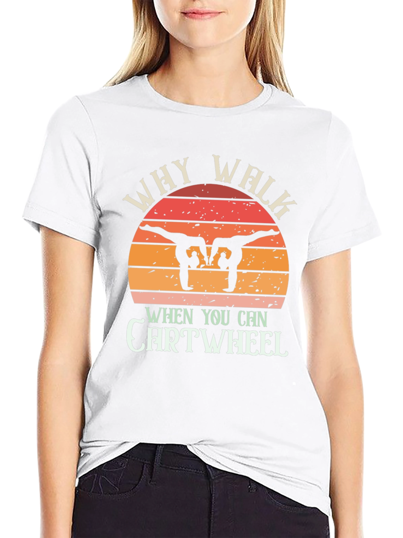 Camiseta Negra Why Walk When You Can Cartwheel