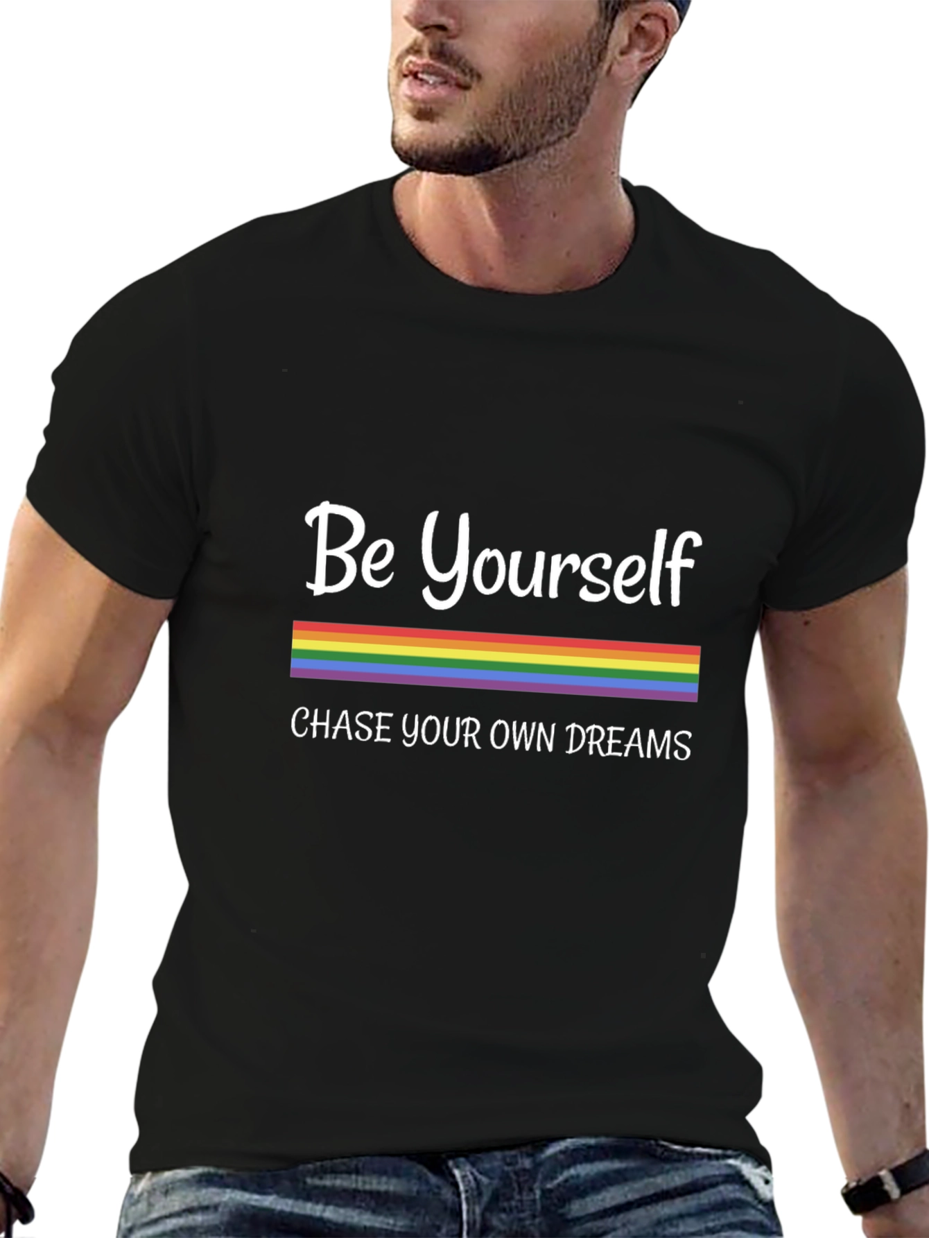 Camiseta Negra Sé Tú Mismo con Orgullo LGBTQ+