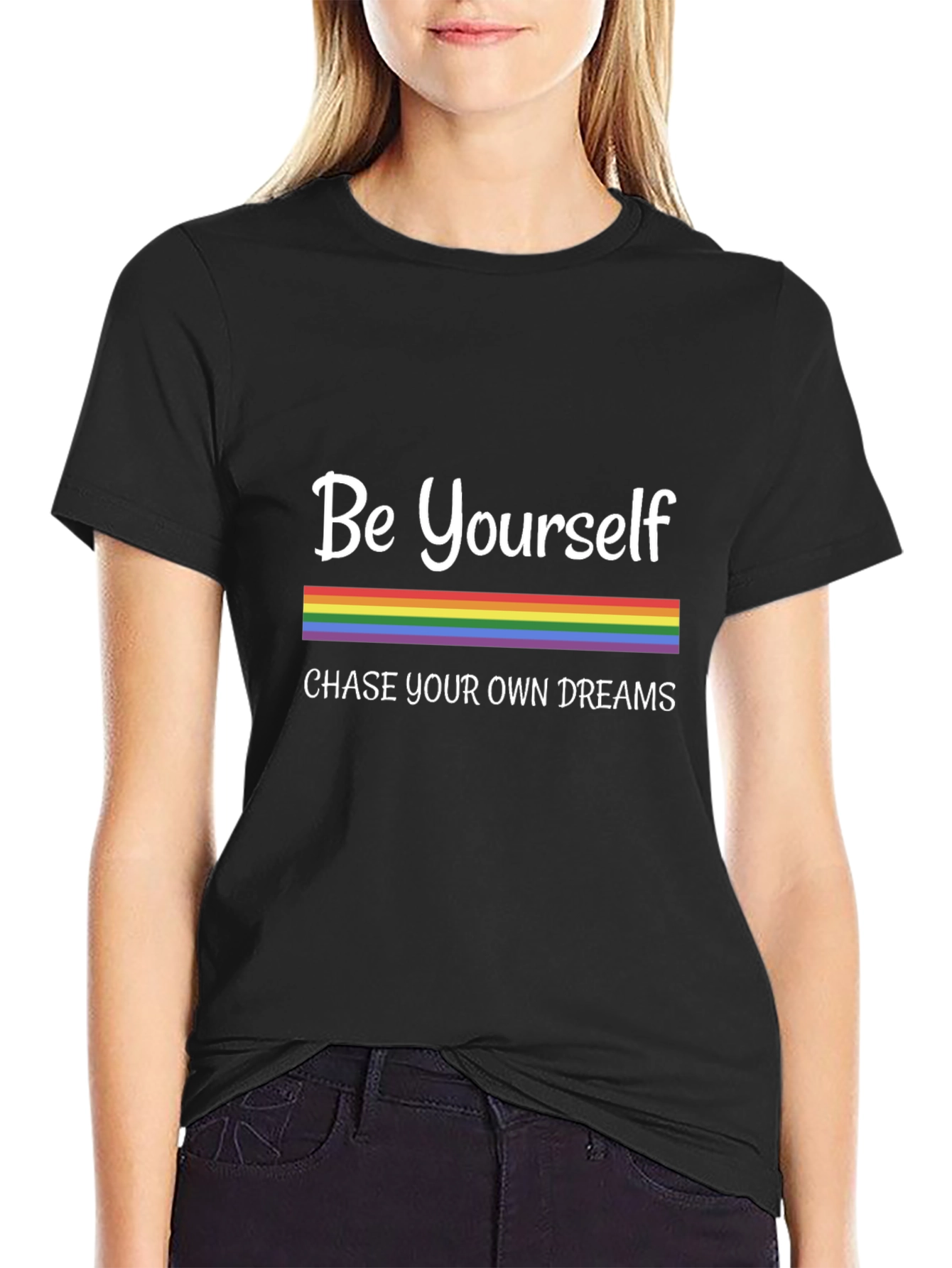 Camiseta Negra Sé Tú Mismo con Orgullo LGBTQ+
