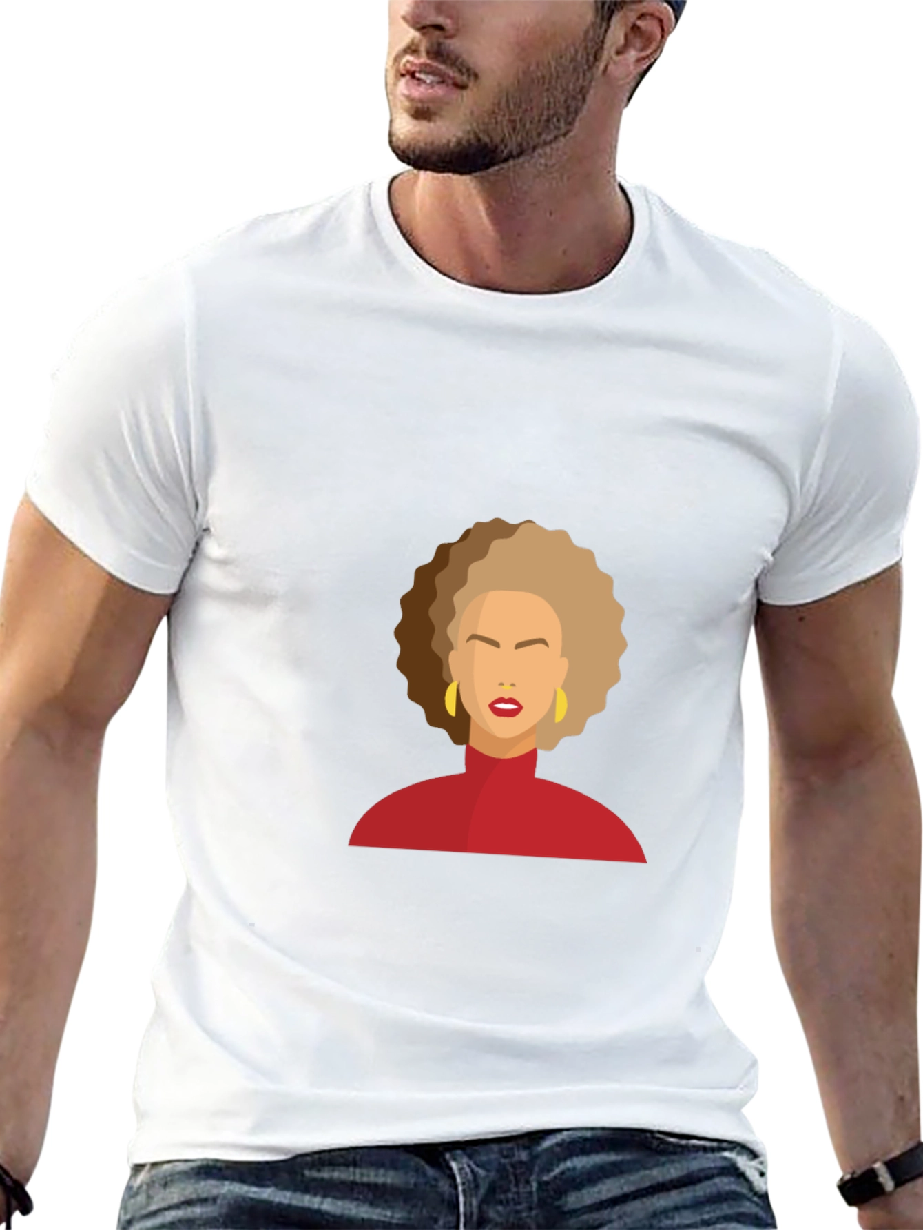 Camiseta Negra con Diseño Abstracto de Mujer