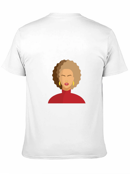 Camiseta Negra con Diseño Abstracto de Mujer