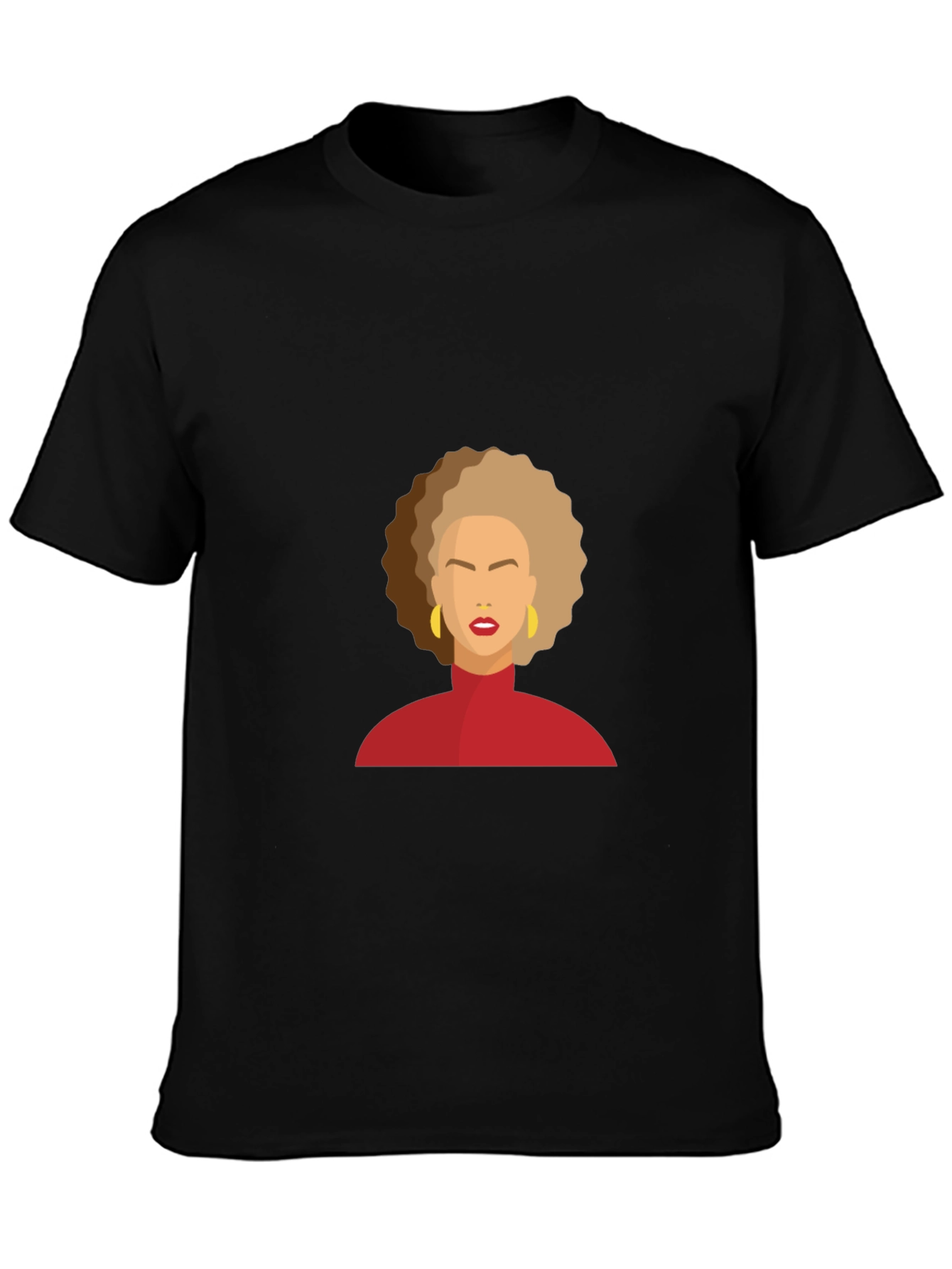 Camiseta Negra con Diseño Abstracto de Mujer